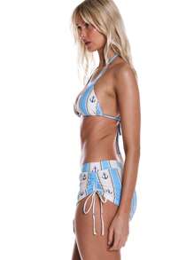 Musera Resort Bikini de triángulo con rayas y ancla, para vacaciones de primavera y verano, playa, lindo, vacaciones, traje de baño