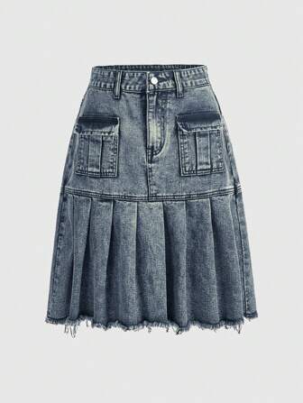 Grunge Punk Gonna di jeans mini con pieghe, stile punk vintage lavato, strappato e consumato, per la primavera e l'estate