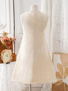 Tween Girl Cute Bow A-Line Dress, Buy 1 Get 2 Free, Includes Dress With Bag