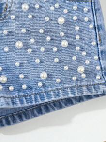 Wildeya Shorts vaqueros ceñidos y versátiles con decoración de remaches para niñas