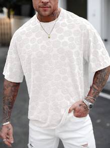 Manfinity Homme Camiseta naranja de hombre con textura de toalla, de moda para el verano
