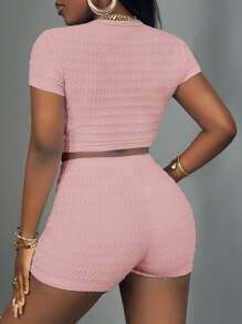 Slaydiva Women Two Pieces Outfits For Daily Wear - Pink - View 2