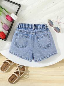 Wildeya Shorts vaqueros ceñidos y versátiles con decoración de remaches para niñas