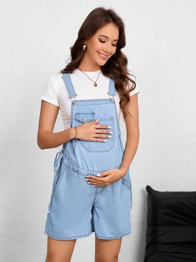 SHEIN 时尚孕妇牛仔连体裤，适合夏季