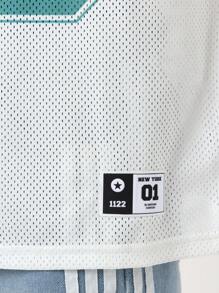 SUMWON Camiseta informal de manga corta con rendimiento transpirable, estilo jersey de béisbol atlético de malla, número de equipo deportivo, para entrenamientos y niños