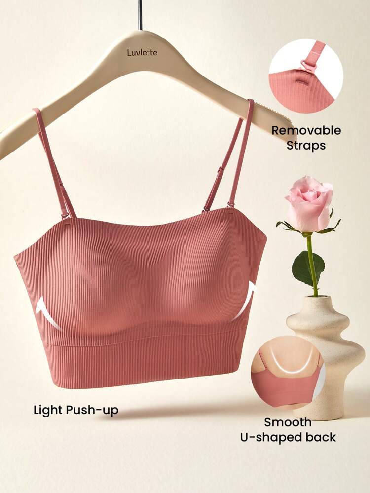Wireless Seamless Cami Backless Lounge Basic White Tank Top With Bra