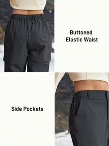 In My Nature Pantalón largo de 2 piezas desmontable para mujer, para uso en exteriores como senderismo, camping o viajes - Gris Oscuro - Ver 4