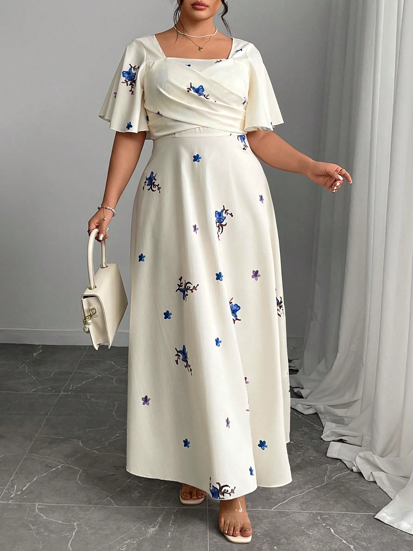 Modelyn فستان طباعة زهور أنيق مقاس كبير، صيفي