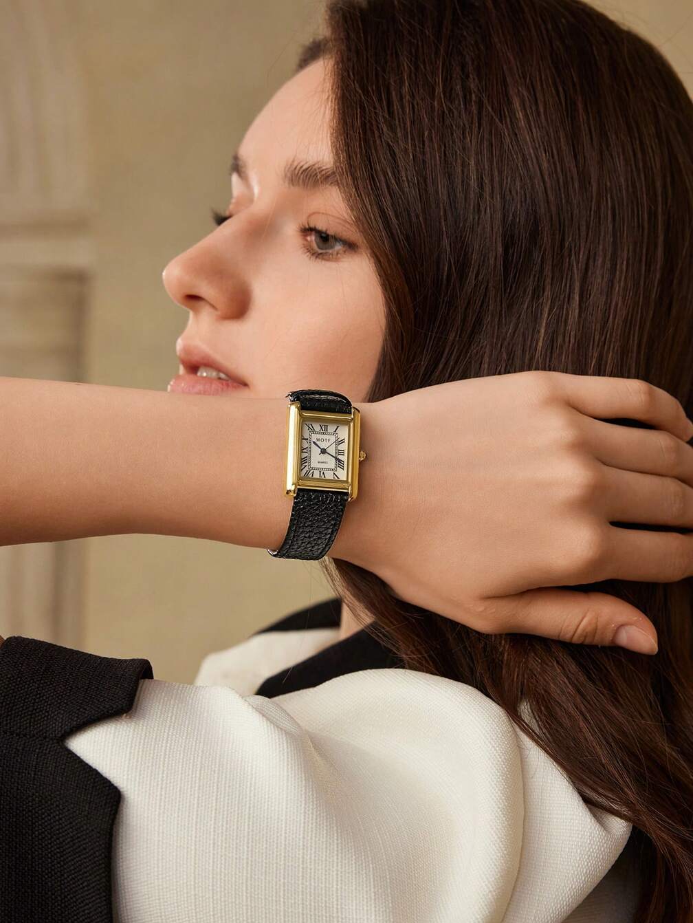 Small Square Gold Watch Roman Numerals for Women Amazon.com: Szaikyri Classic Square Watches for Women with  main image 4