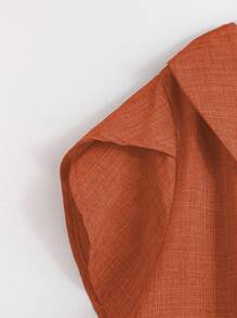 Linhara Chemise décontractée pour femmes grandes tailles, couleur unie, manches courtes, design avec boutons en forme de pétale