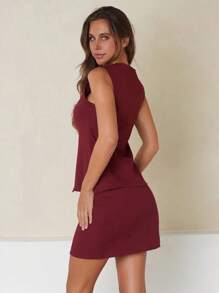 CLARA VERO Women's Burgundy Elegant Two Pieces Set - Burgundy - View 2