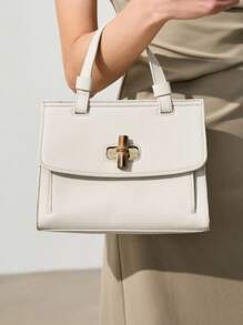 SHECARRY Women's Square Fashion Handbag For Daily Use - Beige - View 1