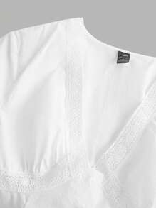 SHEIN EZwear Chemise femme à manches courtes unie, style minimaliste adapté pour l'été - Blanc - Voir 10
