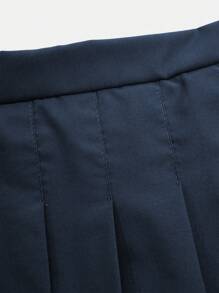 SHEIN Sparklyn 二合一少女高腰百褶裙套装，含安全短裤，百搭短裙组合，适合搭配衬衫、长袖/短袖T恤、Polo衫等夏季单品