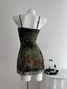 Elamini Flocked Retro Camisole Versatile Dress, Spring/Summer