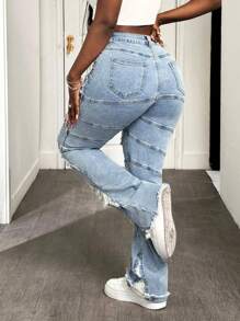 SHEIN Tall Jeans pitillo casual desgastados y lavados para mujer