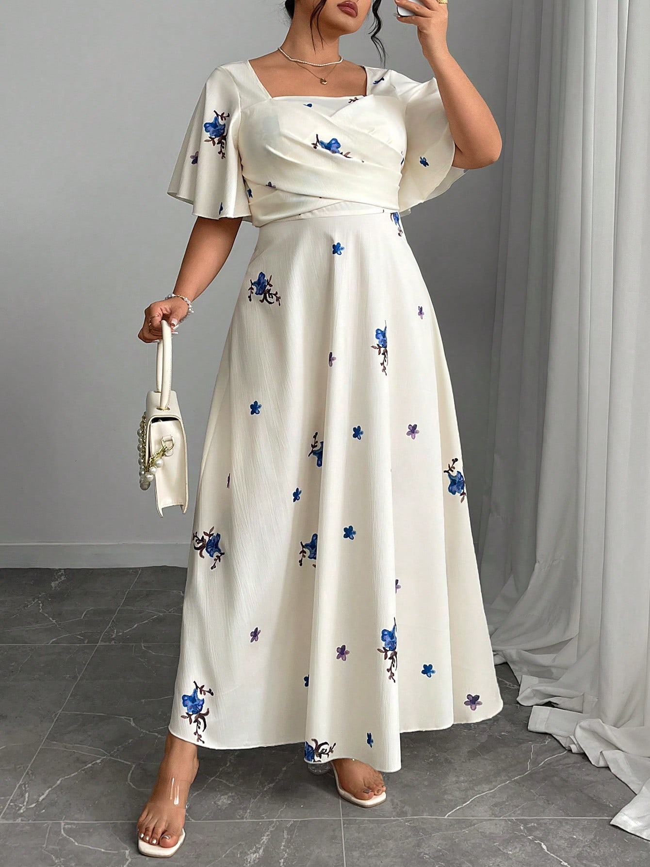 Modelyn فستان طباعة زهور أنيق مقاس كبير، صيفي