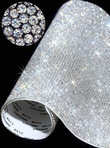 1pc Rhinestone Decor Tape, 7.8 X 9.4 Inch Self Adhesive Glitter Car Phone Craft Decorative Sticker, For DIY