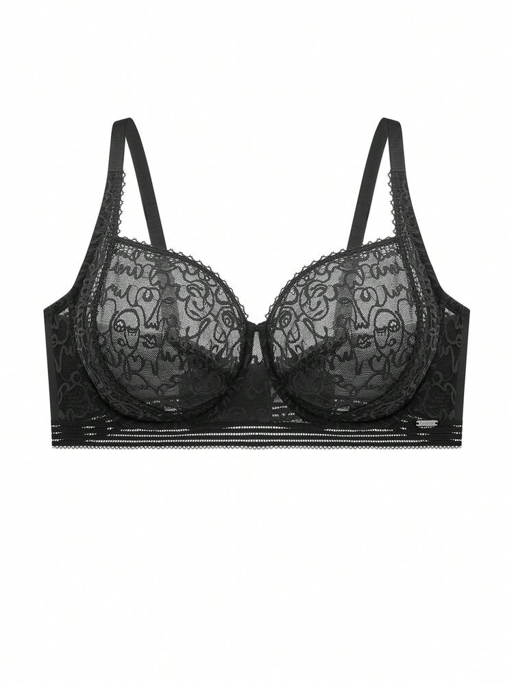 Plus Sexy Lingerie Full Coverage Unlined Lace Bra