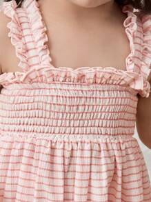 Blossori Vestito estivo smanicato a righe in stile pastorale per bambina