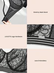 LUVLETTE Plus Sexy Lingerie Lounge Curve Sheer Full Coverage Unlined Lace Elegance Chic & Cozy Minimizer Black Bra