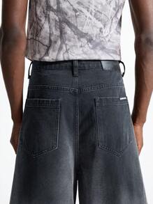 NEON BLANC Men's Streetwear Style Long Loose Woven Relaxed Fit Black Jeans