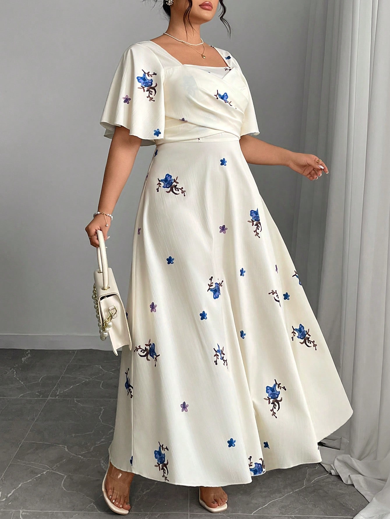 Modelyn فستان طباعة زهور أنيق مقاس كبير، صيفي
