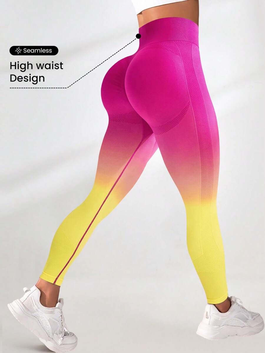Easithlete Women High Waist Minimalist Fitted Ombre Sports Leggings Yoga Pants