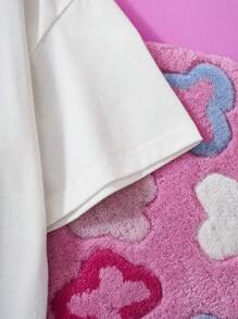 SHEIN X Care Bears Tween Girl White Casual Cute Bear Print Loose Fit T-Shirt, Suitable For Spring And Summer. - White - View 5