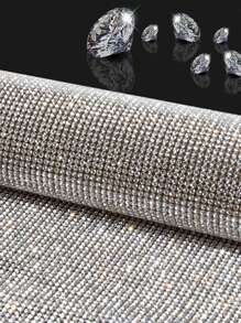 1pc Rhinestone Decor Tape, 7.8 X 9.4 Inch Self Adhesive Glitter Car Phone Craft Decorative Sticker, For DIY