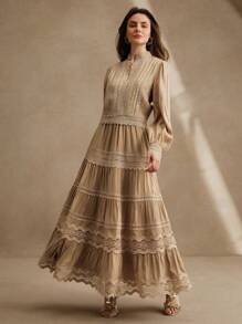 Anewsta 女士优雅度假刺绣蕾丝镂空衬衫上衣和裙子套装，适合春夏季节日、毕业典礼