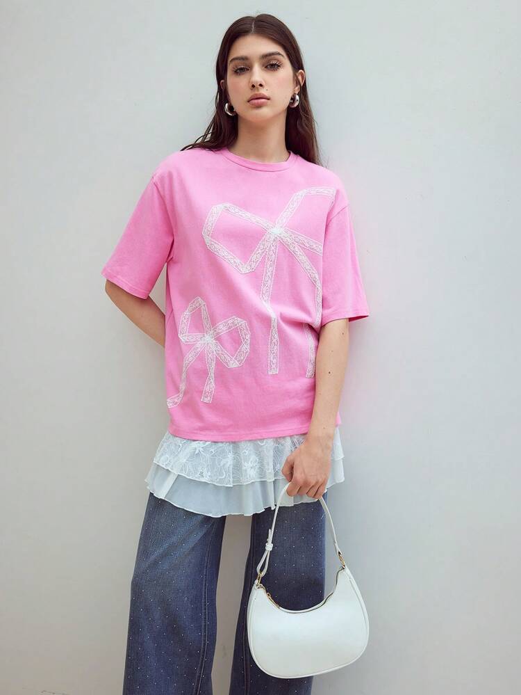 MOTF STUDIO BOW DETAIL SHORT SLEEVE T-SHIRT