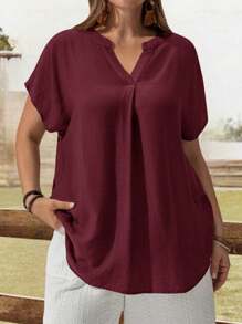 EMERY ROSE Plus Size Men/Women Plain Short Sleeve Shirt, Minimalist & Fashionable, Suitable For Summer