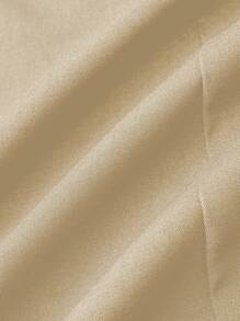 SHEIN LUNE Plus Size Solid Color Long Skirt For Casual & Commuter Wear, Autumn Maxi Skirt Fall Cloth For Women - Khaki - View 5