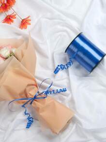 SHEIN 1 rollo, 228,6 metros de cinta azul rizada para envolver regalos, atar globos, bodas, cumpleaños - Cinta metálica brillante para ramos y envolver papel de flores para el Día de San Valentín, bodas y cumpleaños
