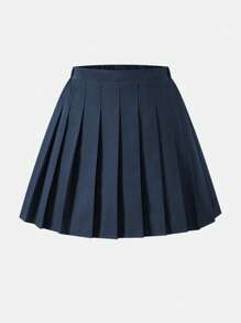 SHEIN Sparklyn 二合一少女高腰百褶裙套装，含安全短裤，百搭短裙组合，适合搭配衬衫、长袖/短袖T恤、Polo衫等夏季单品