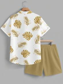 Manfinity RSRT Plant Print Men's Shirt And Shorts Set Men 2 Pieces Set Summer - Multicolor - View 2
