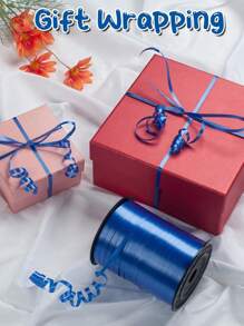 SHEIN 1 rollo, 228,6 metros de cinta azul rizada para envolver regalos, atar globos, bodas, cumpleaños - Cinta metálica brillante para ramos y envolver papel de flores para el Día de San Valentín, bodas y cumpleaños