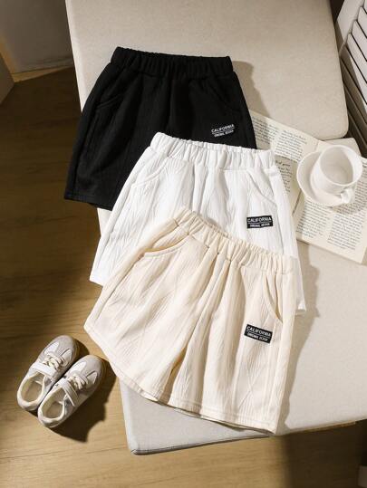 Young Boy Solid Color Fashionable Summer Shorts