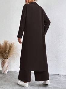 SHEIN LUNE Women Two Pieces Outfits For Daily Wear - Chocolate Brown - View 2
