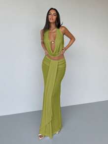 Aloruh Women Two Pieces Outfits For Daily Wear - Green - View 4