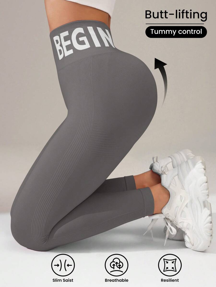 Easithlete Easithlete Sport Studio 女式高腰无缝修身紧身裤 - 弹性柔软透气四向拉伸紧身裤,适合跑步、骑行、瑜伽、泡菜球运动、休闲 - 炭灰 - 查看 1