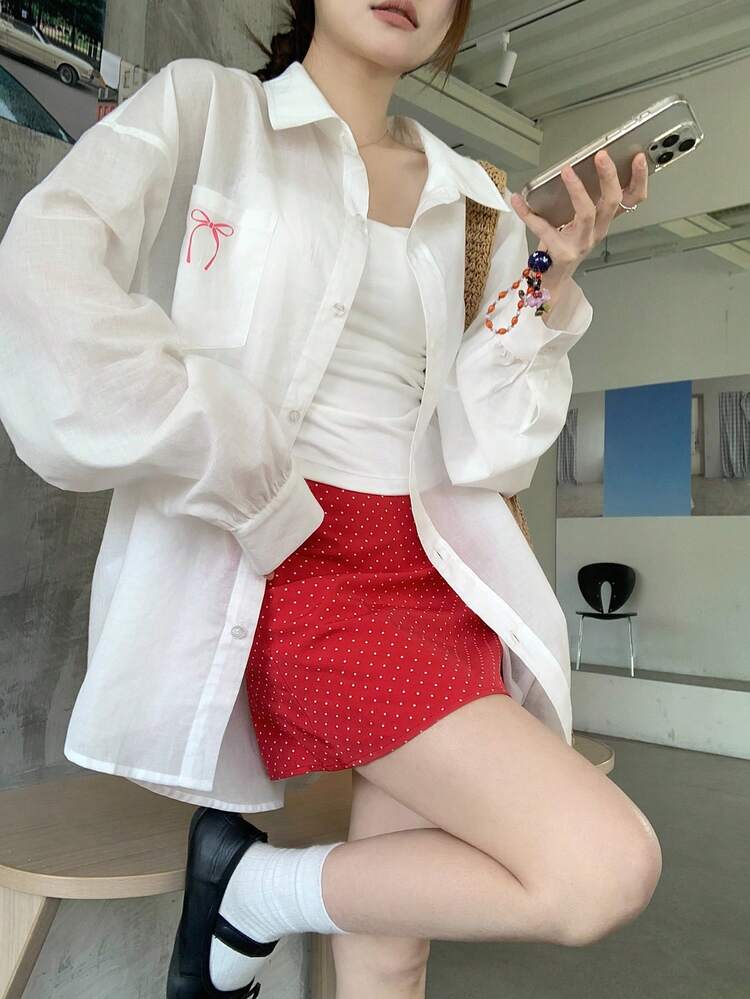 Women/Girls Casual Bow Print Long Sleeve Blouse,Fall Clothes