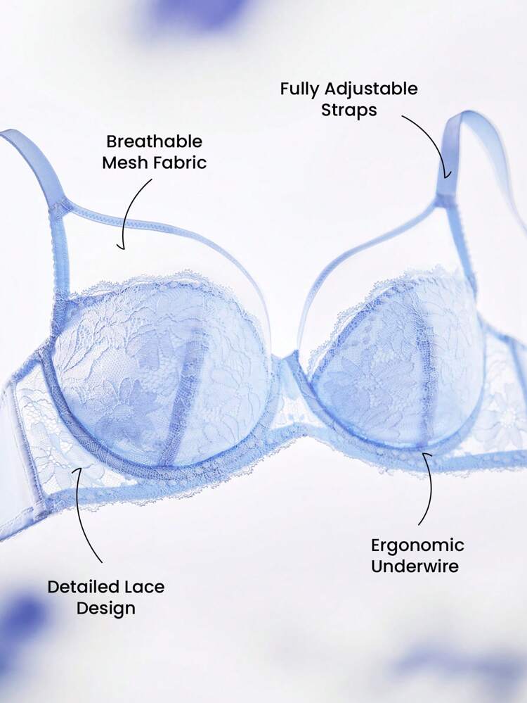Plus Full Coverage Lace Mesh Bra
