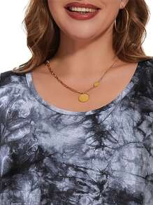 SHEIN LUNE 女士休闲宽松扎染黑色大码上衣