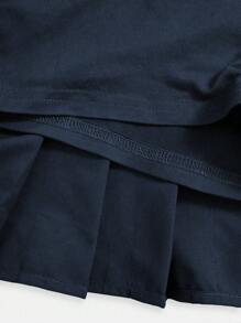 SHEIN Sparklyn 二合一少女高腰百褶裙套装，含安全短裤，百搭短裙组合，适合搭配衬衫、长袖/短袖T恤、Polo衫等夏季单品