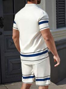 Manfinity CasualCool Men's Casual Set, Short Sleeve Shirt And Shorts, Fashionable For Summer, Holiday - Multicolor - View 2