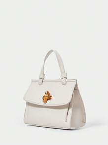 SHECARRY Women's Square Fashion Handbag For Daily Use - Beige - View 4