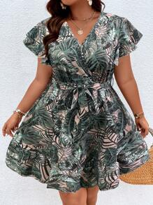 Breezaya 大码女式V领短袖休闲连衣裙，夏季时尚