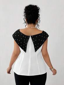 SHEIN Clasi Camicia estiva elegante da donna con bolle di perle, taglie forti